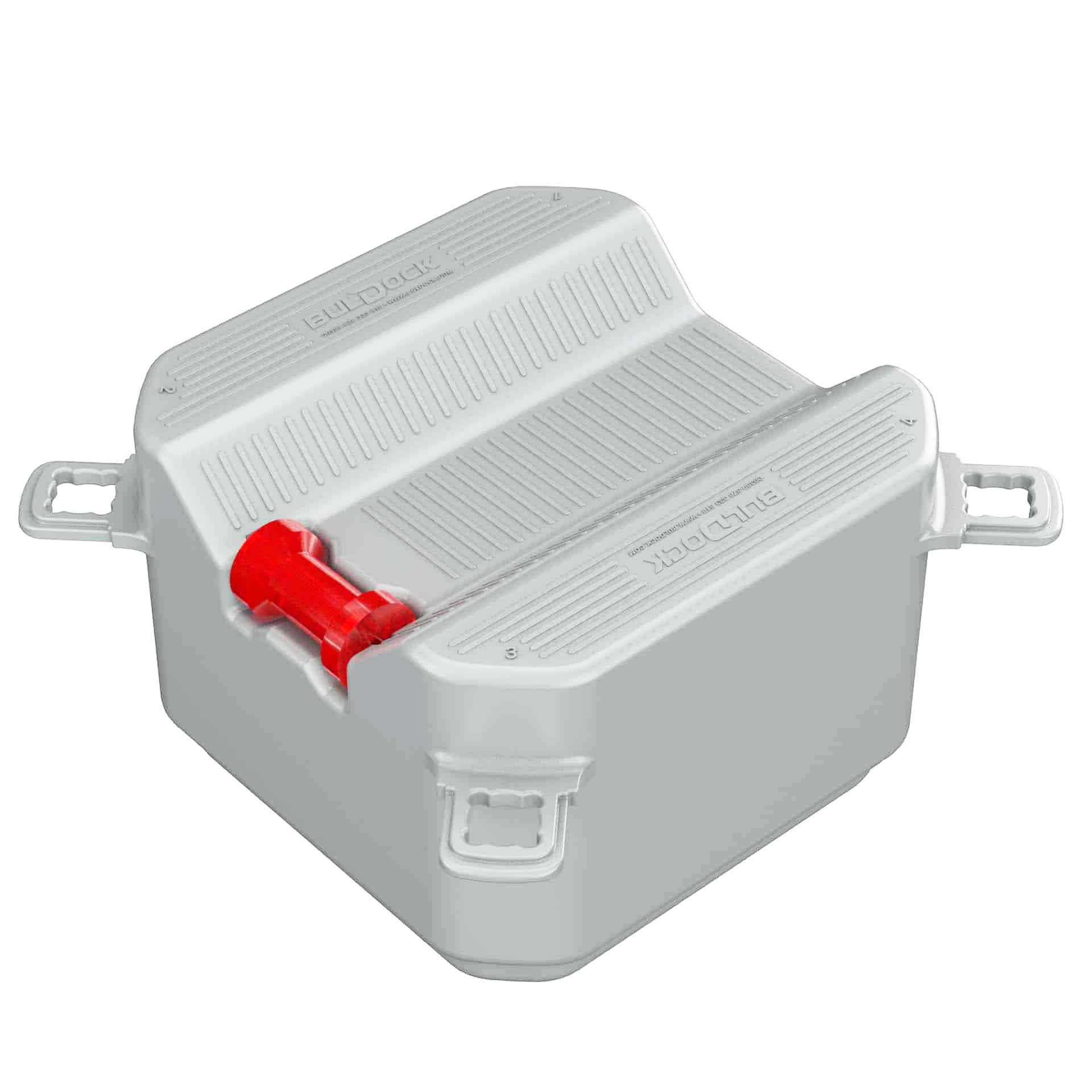 Grey portable water container with red tap