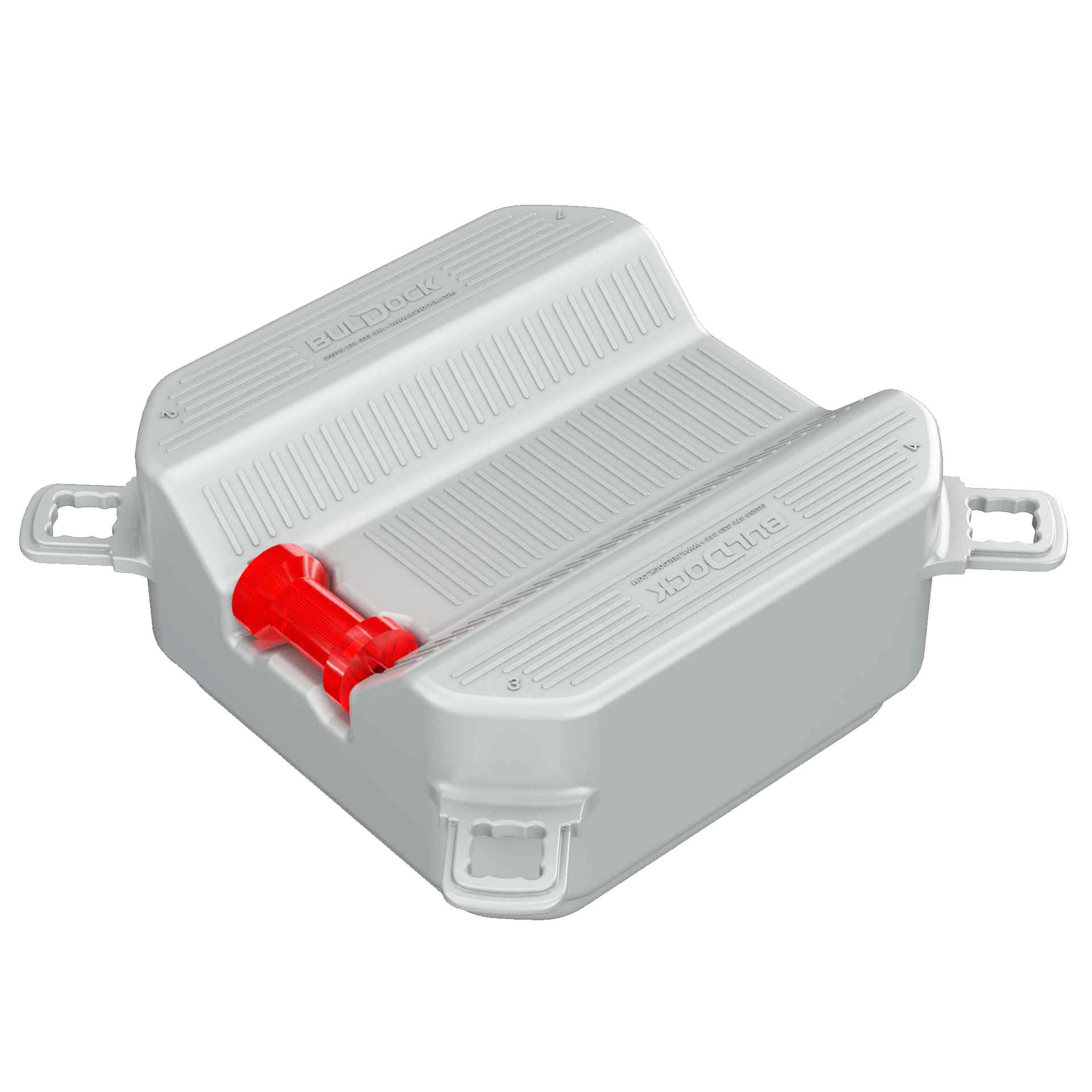 Grey plastic step platform with red roller